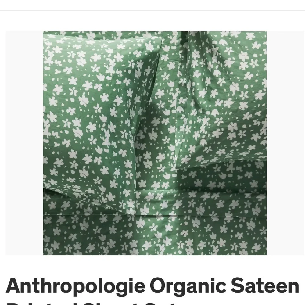 Anthropologie Organic Sateen Printed Pillowcases Set of 2 NWT